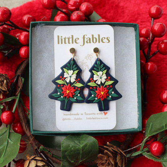 Folk Christmas tree earrings