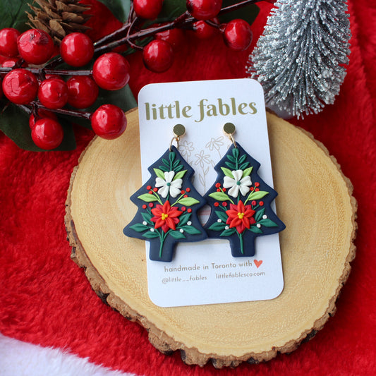 Folk Christmas tree earrings