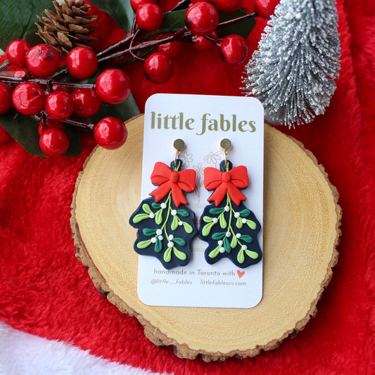 Holiday mistletoe earrings